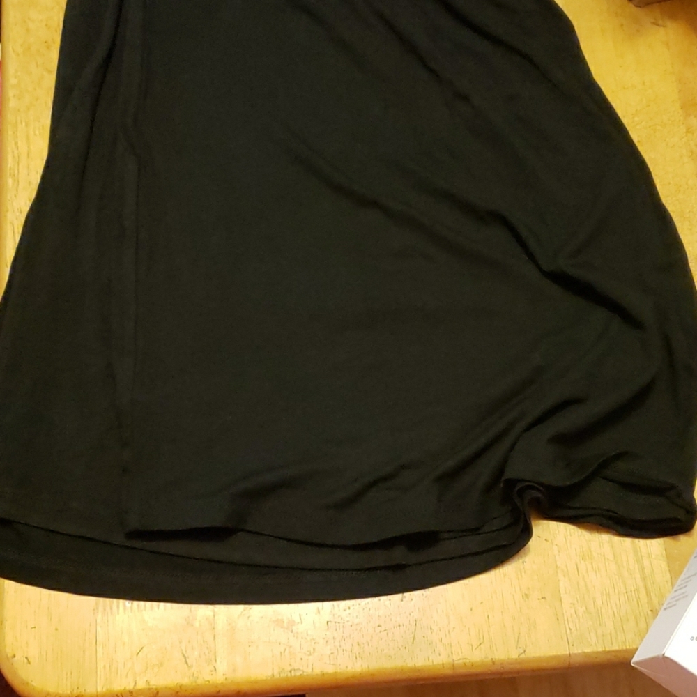 Black high waisted knee length fabric skirt